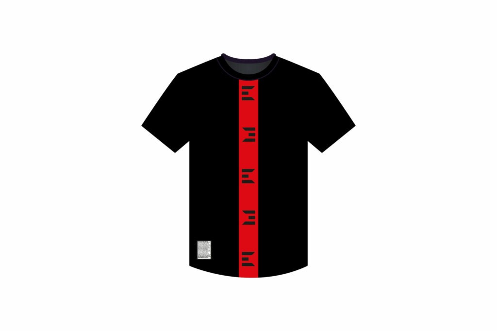 Mockup eines schwarzen T-Shirt Designs.